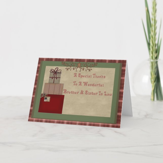 Brother & Sister In Law Christmas Gift Thank You Card (Front)