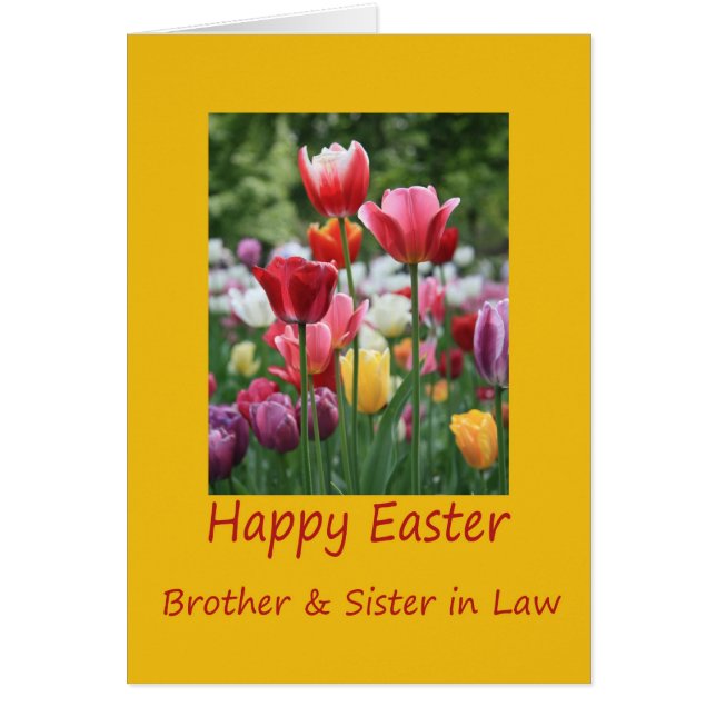 Brother & Sister in law Happy Easter Tulip card (Front)
