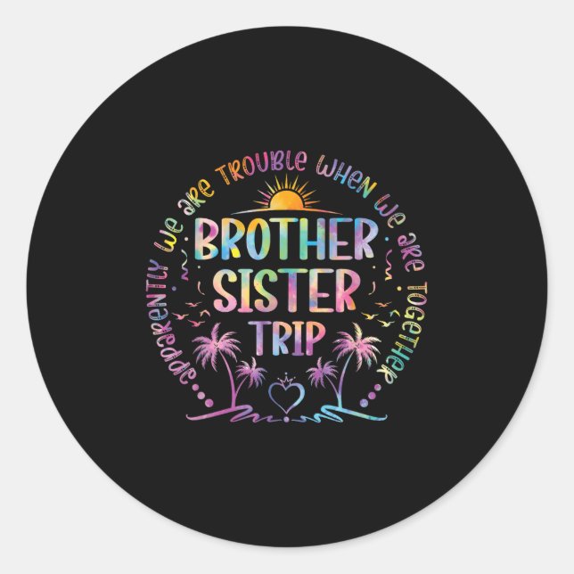 Brother Sister Matching Tie Dye Brother And Sister Classic Round Sticker (Front)
