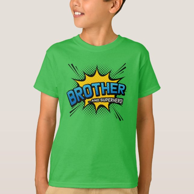 Brother & Superhero - Comic Book Style T-Shirt (Front)