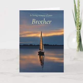 Brother Sympathy Memorial with Sailboat Sunset Sea Card