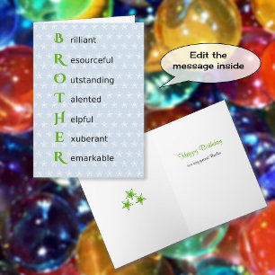 Brother text stars birthday card