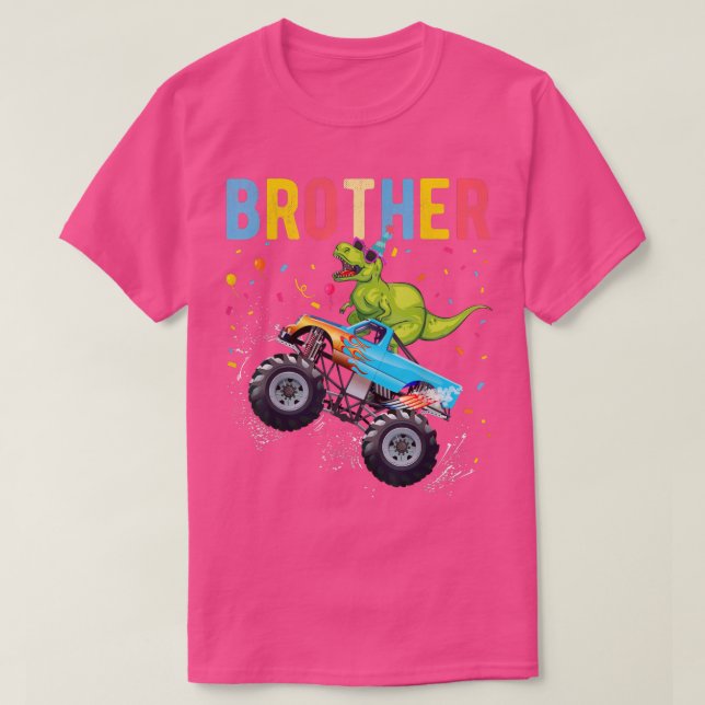 Brother TRex Dinosaur Monster truck Birthday Famil T-Shirt (Design Front)