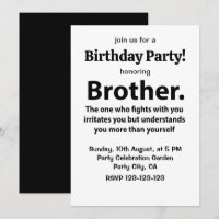 Brother Typography Birthday Party Brother