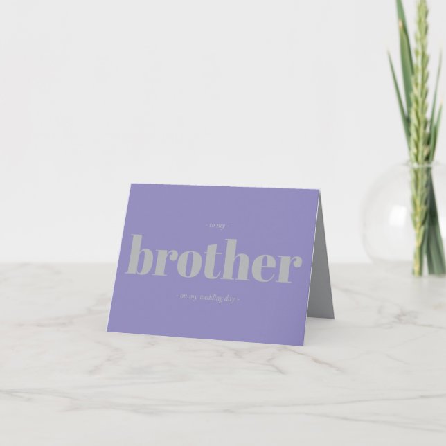 Brother Wedding Minimal Simple Lavender Silver Card (Front)