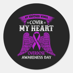 Brother Wings Cover My Heart Overdose Awareness Da Classic Round Sticker