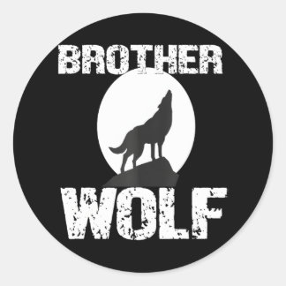 Brother Wolf Matching Family Tribe Wolves Moon Classic Round Sticker