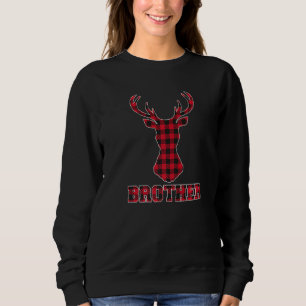 Brother Xmas Red Buffalo Plaid Deer Head Matching Sweatshirt