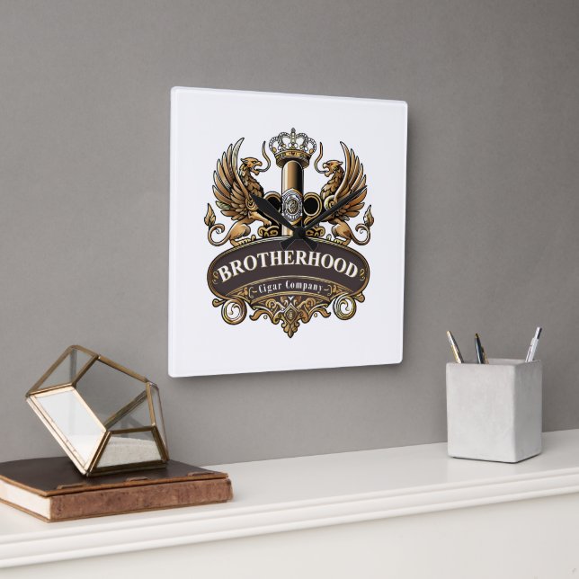 Brotherhood Cigar Company  Square Wall Clock (Office)