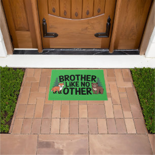 Brotherhood Graphic: Fox and Bear Illustration Doormat