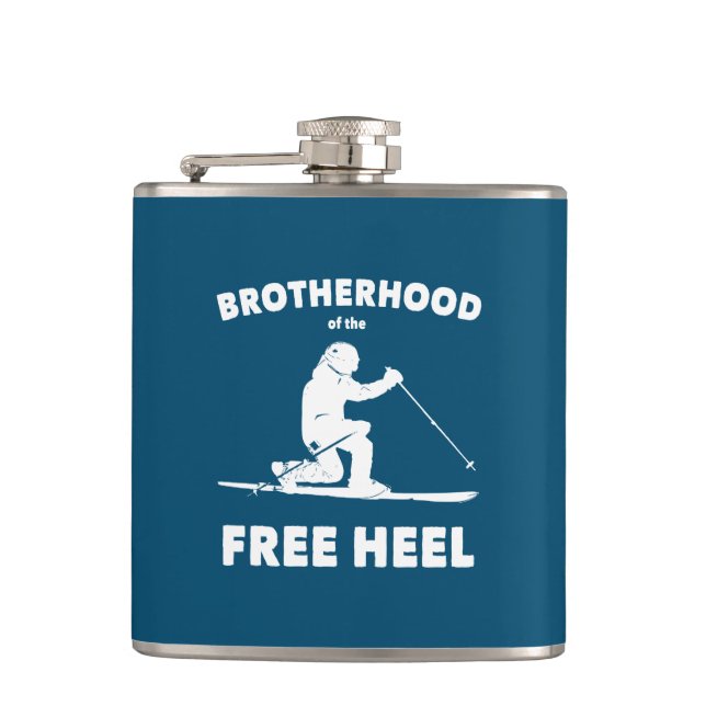 Brotherhood Of The Free Heel Telemark Skiing Hip Flask (Front)