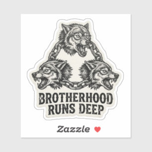 Brotherhood Runs Deep Triple Wolf Chain Biker