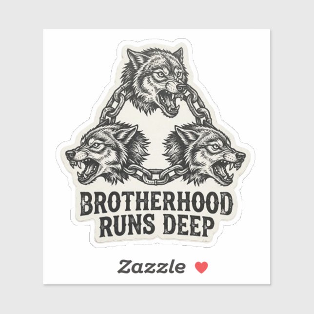 Brotherhood Runs Deep Triple Wolf Chain Biker (Sheet)
