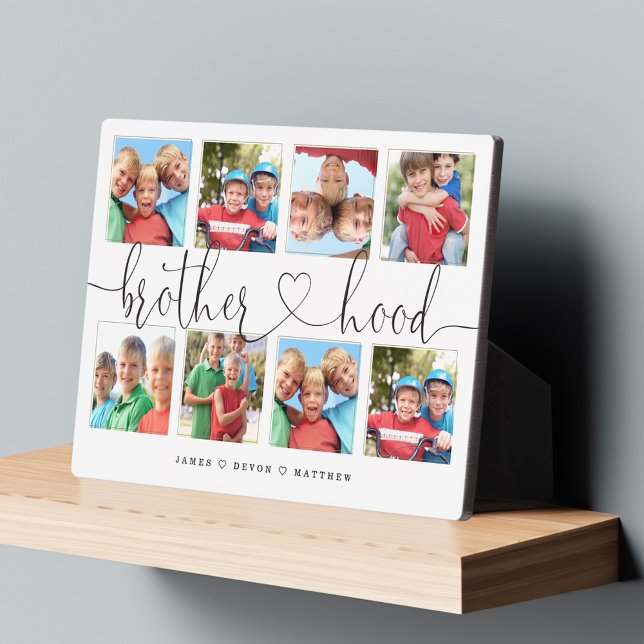 Brotherhood Script Gift For Brothers Photo Collage Plaque (Brotherhood Script Gift For Brothers Photo Collage Plaque)