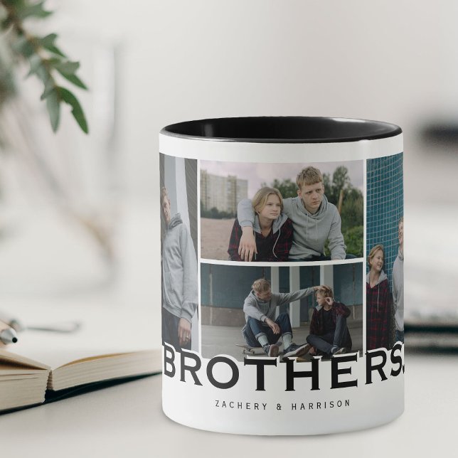 BROTHERS 8 Photo Collage Modern Gift  Mug (Creator Uploaded)