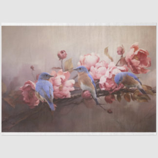 Brothers Bluebirds and Flowers Decoupage Tissue Paper