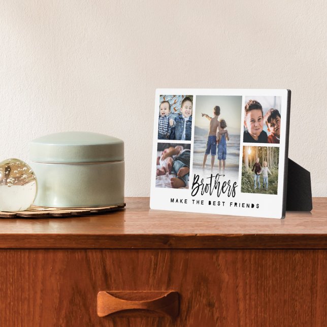 Brothers Make the Best Friends Photo Collage White Plaque (Creator Uploaded)