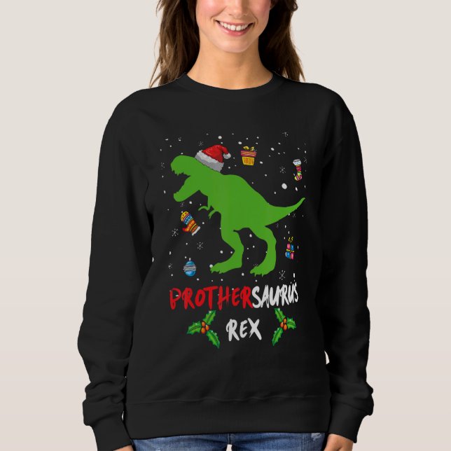 Brothersaurus  Dinosaur Santa Christmas Matching F Sweatshirt (Front)