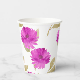 Brought Pink Flowers Paper Cups