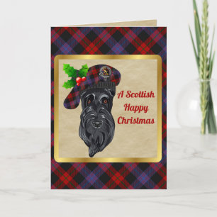 Broun/Brown Badge & Tartan Personalised Xmas Card