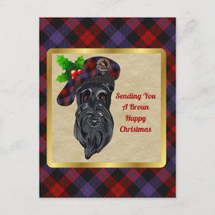 Broun/Brown Clan Badge & Tartan Christmas Postcard