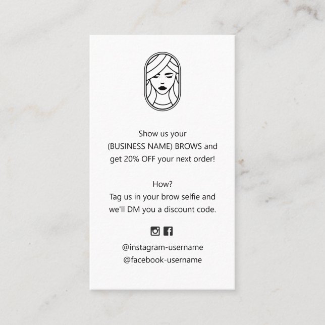 Brow and Lash Extension Discount Coupon Business  Card (Front)