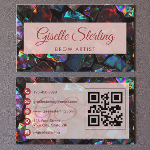 Brow Artist Black Opal Gemstone QR Code Business Card