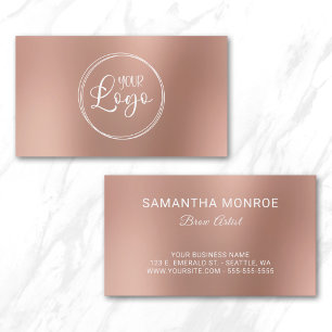 Brow Artist Business Logo Rose Gold Ombre Blur Card
