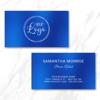 Brow Artist Business Logo Royal Blue Ombre Blur Card