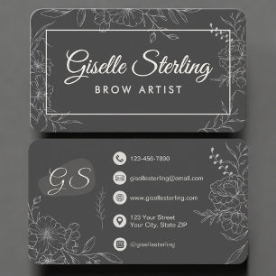 Brow Artist Floral Business Card