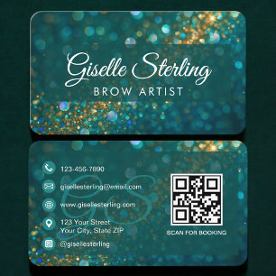 Brow Artist Green QR Code Business Card