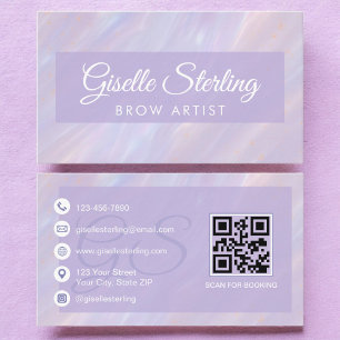 Brow Artist Iridescent Pastel Opal Holographic Business Card