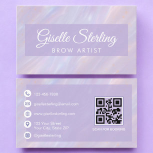 Brow Artist Iridescent QR Code Opal Holographic Business Card