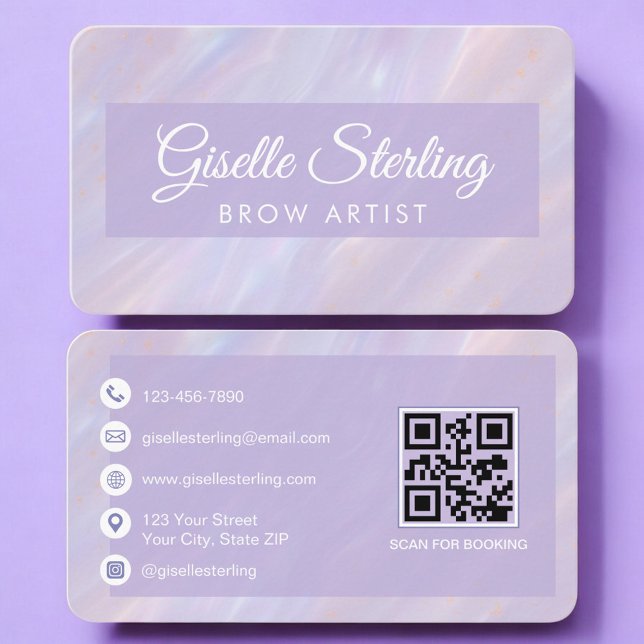 Brow Artist Iridescent QR Code Professional Business Card (Creator Uploaded)