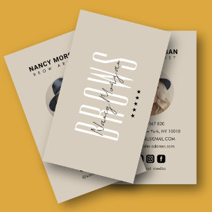 Brow Artist Minimalist Beige Profile Photo Business Card