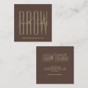 Brow artist modern typography script brown square business card