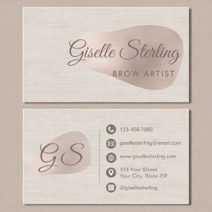 Brow Artist Neutral Linen Beauty Abstract Business Card