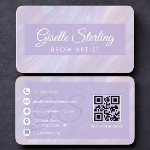 Brow Artist Opal Holographic Business Card