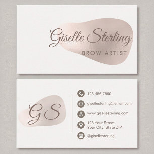 Brow Artist Rose Gold Foil Blush Beauty Abstract Business Card