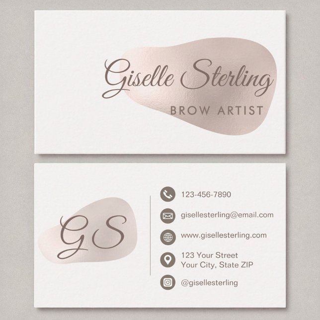 Brow Artist Rose Gold Foil Blush Beauty Abstract Business Card (Creator Uploaded)