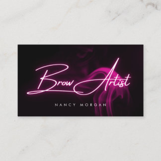 Brow Artist Typography Pink Neon Business Card