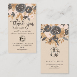 brow blush boho floral script logo order thank you business card