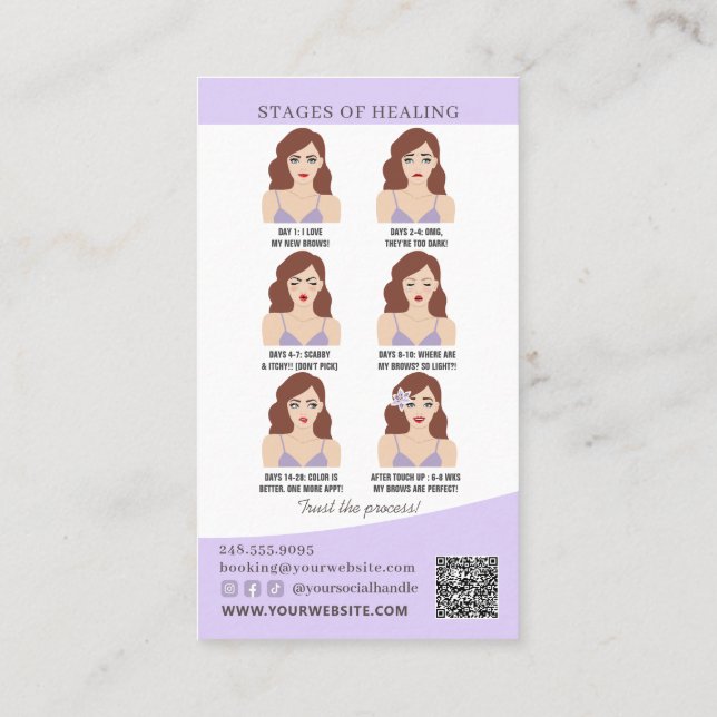 Brow Microblading Aftercare & Appointment Reminder Business Card (Back)