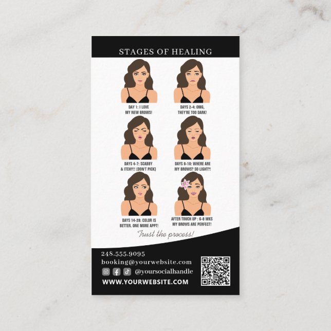 Brow Microblading Aftercare & Appointment Reminder Business Card (Back)