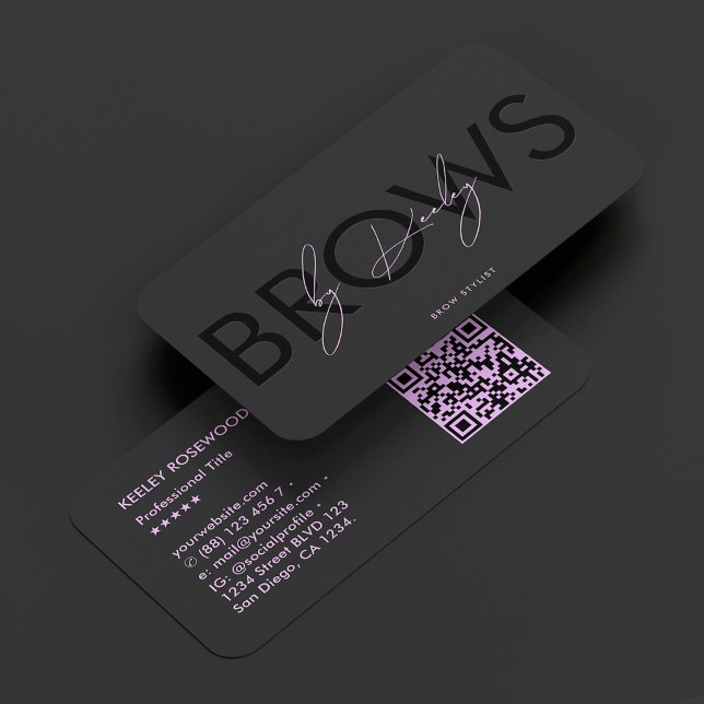 Brow Stylist Brows Studio Black Purple Business Card (Brow Stylist Brows Studio Black Purple Business Card
)