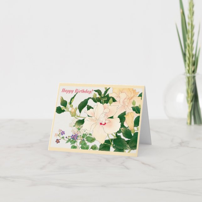 Browallia & ibiscus flower card (Front)