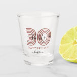 Brown 30th Birthday Shot Glass<br><div class="desc">Brown 30th Birthday Shot Glass This glass features brown 30 and black calligraphy script thirty,  happy birthday,  and a name. modern gift for a 30th birthday or any age. There is no minimum order quantity.</div>