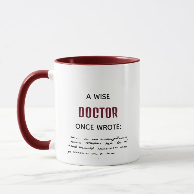 Brown A Wise Doctor Once Wrote Funny Novelty Mug (Left)