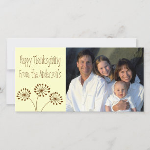 Brown Abstract Dandelion Floral Holiday Card