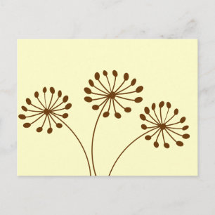 Brown Abstract Dandelion Floral Postcard